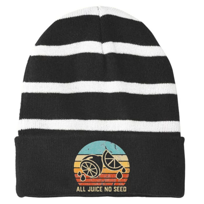 Funny Vasectomy Gifts All Juice No Seed Striped Beanie with Solid Band