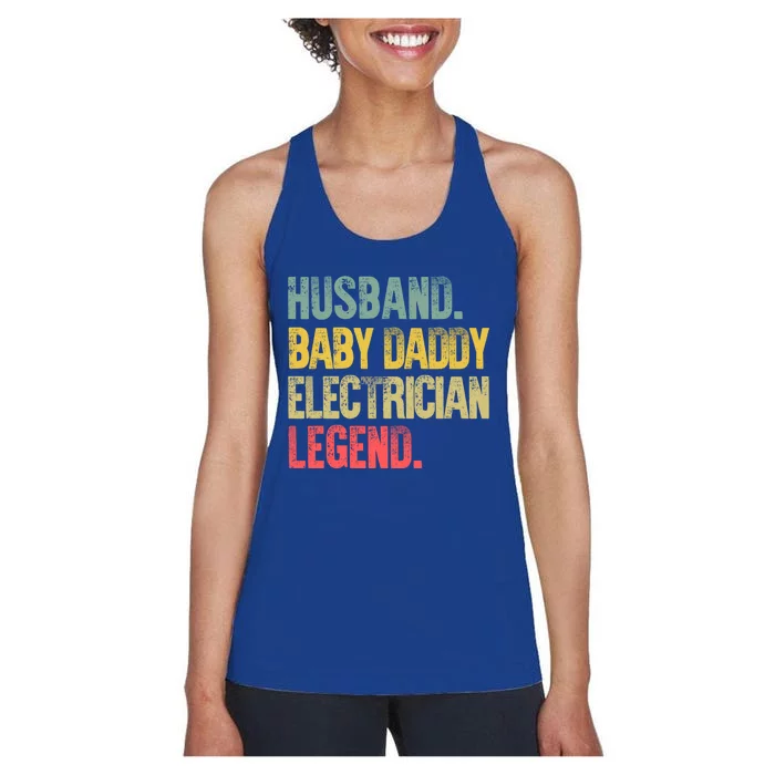 Funny Vintage Great Gift Husband Daddy Electrician Legend Cute Gift Women's Racerback Tank