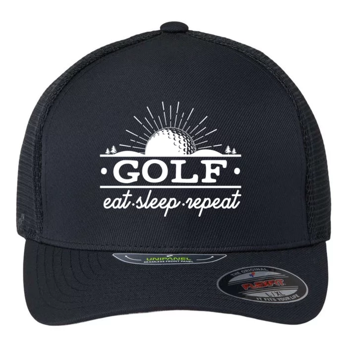 Funny Vintage Golf Eat Sleep Repeat Golfing Fan Flexfit Unipanel Trucker Cap