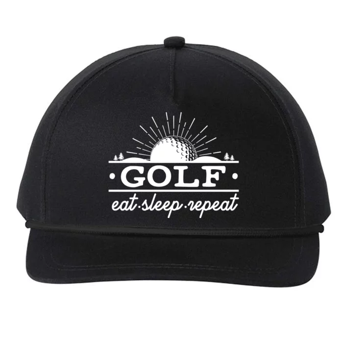 Funny Vintage Golf Eat Sleep Repeat Golfing Fan Snapback Five-Panel Rope Hat