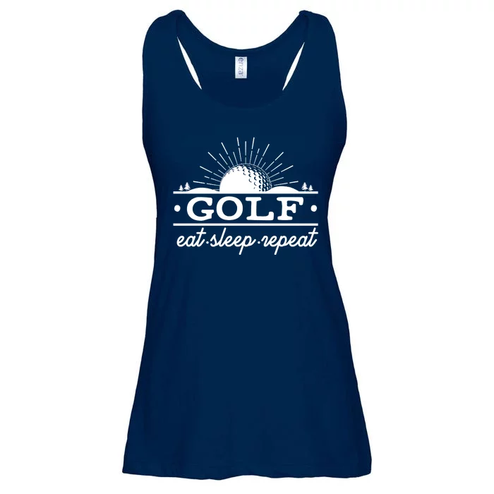 Funny Vintage Golf Eat Sleep Repeat Golfing Fan Ladies Essential Flowy Tank