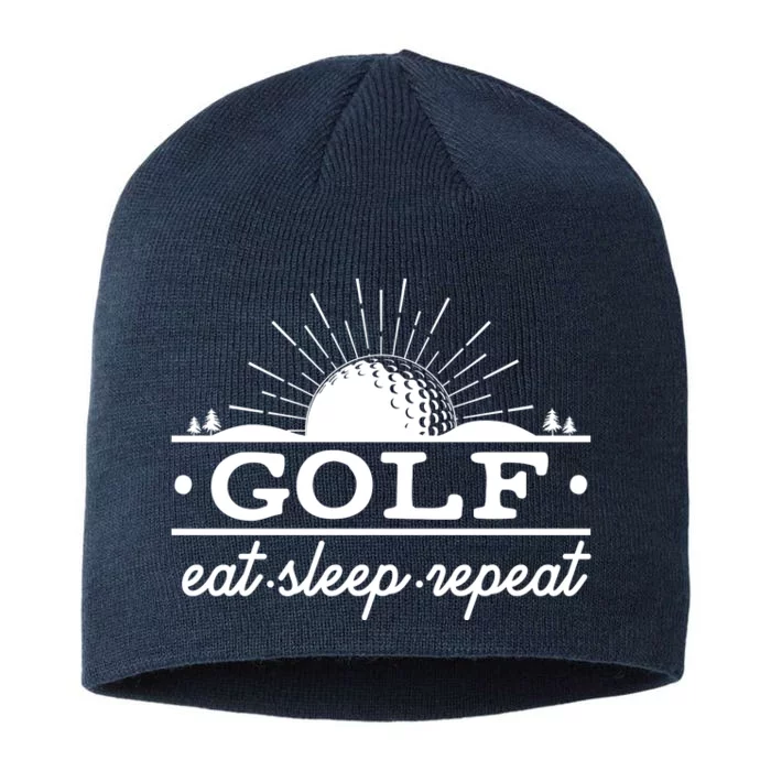 Funny Vintage Golf Eat Sleep Repeat Golfing Fan 8 1/2in Sustainable Knit Beanie