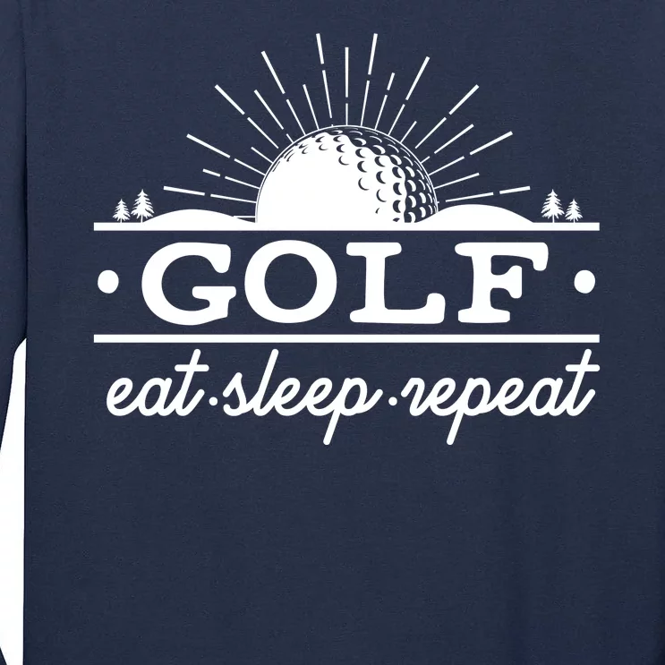 Funny Vintage Golf Eat Sleep Repeat Golfing Fan Tall Long Sleeve T-Shirt