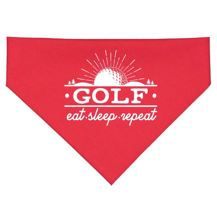 Funny Vintage Golf Eat Sleep Repeat Golfing Fan USA-Made Doggie Bandana