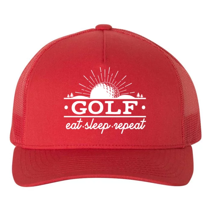 Funny Vintage Golf Eat Sleep Repeat Golfing Fan Yupoong Adult 5-Panel Trucker Hat