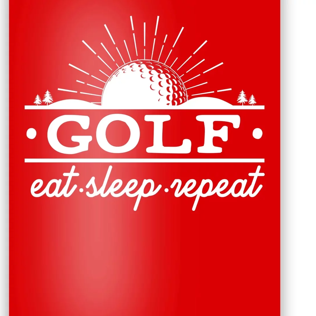 Funny Vintage Golf Eat Sleep Repeat Golfing Fan Poster