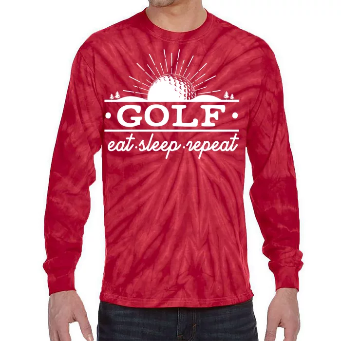 Funny Vintage Golf Eat Sleep Repeat Golfing Fan Tie-Dye Long Sleeve Shirt