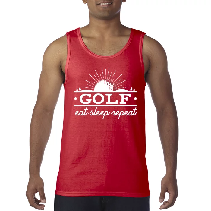 Funny Vintage Golf Eat Sleep Repeat Golfing Fan Tank Top