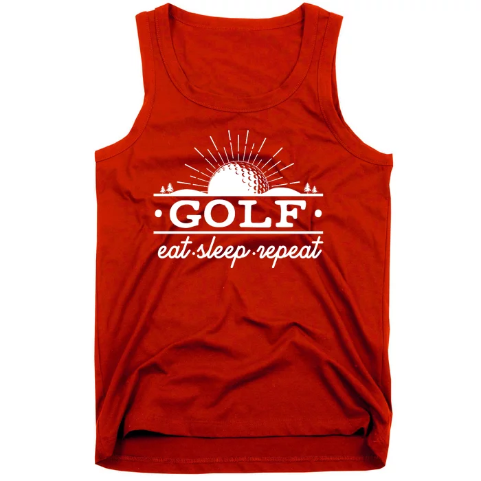 Funny Vintage Golf Eat Sleep Repeat Golfing Fan Tank Top