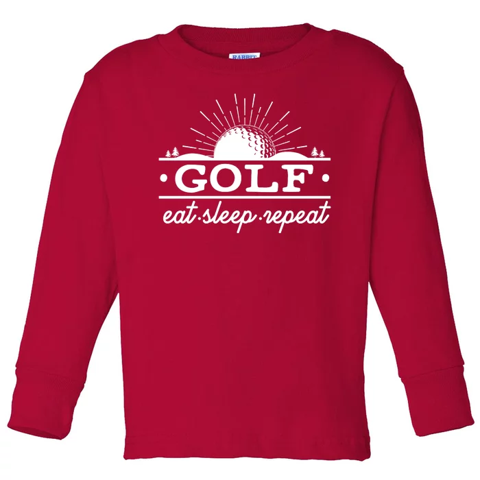 Funny Vintage Golf Eat Sleep Repeat Golfing Fan Toddler Long Sleeve Shirt