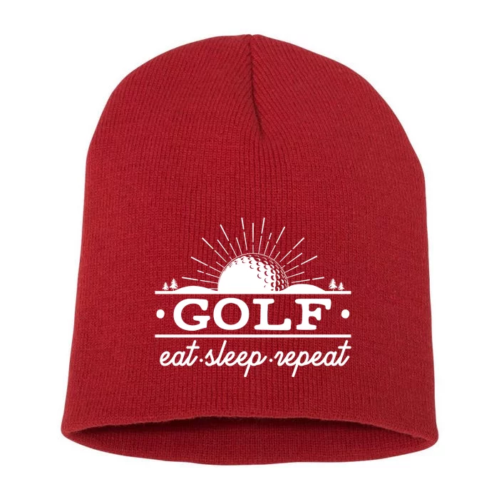 Funny Vintage Golf Eat Sleep Repeat Golfing Fan Short Acrylic Beanie