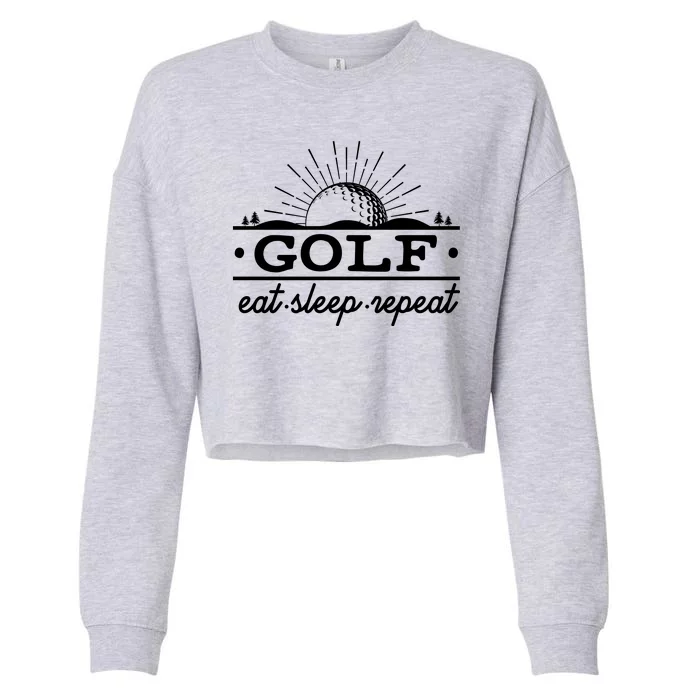 Funny Vintage Golf Eat Sleep Repeat Golfing Fan Cropped Pullover Crew