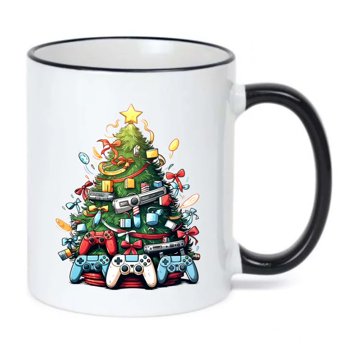 Funny Video Game Gaming Controller Christmas Tree Pajama Gift Black Color Changing Mug