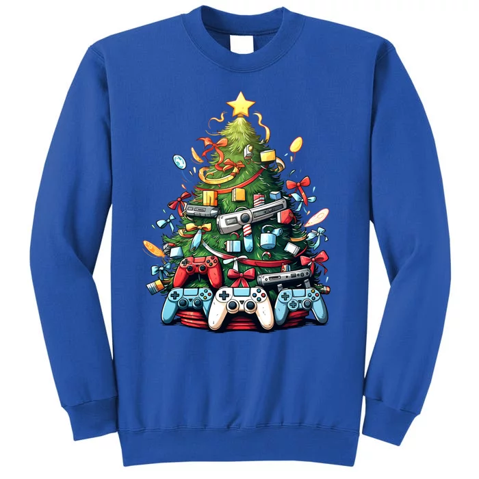 Funny Video Game Gaming Controller Christmas Tree Pajama Gift Tall Sweatshirt