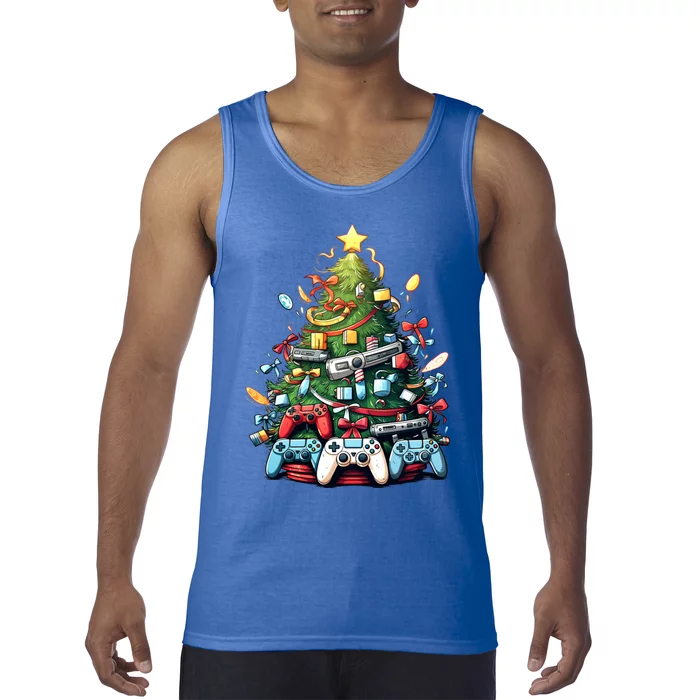 Funny Video Game Gaming Controller Christmas Tree Pajama Gift Tank Top