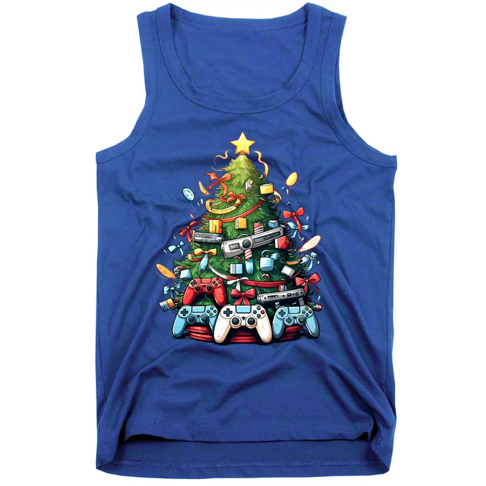 Funny Video Game Gaming Controller Christmas Tree Pajama Gift Tank Top