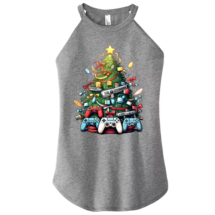 Funny Video Game Gaming Controller Christmas Tree Pajama Gift Women’s Perfect Tri Rocker Tank