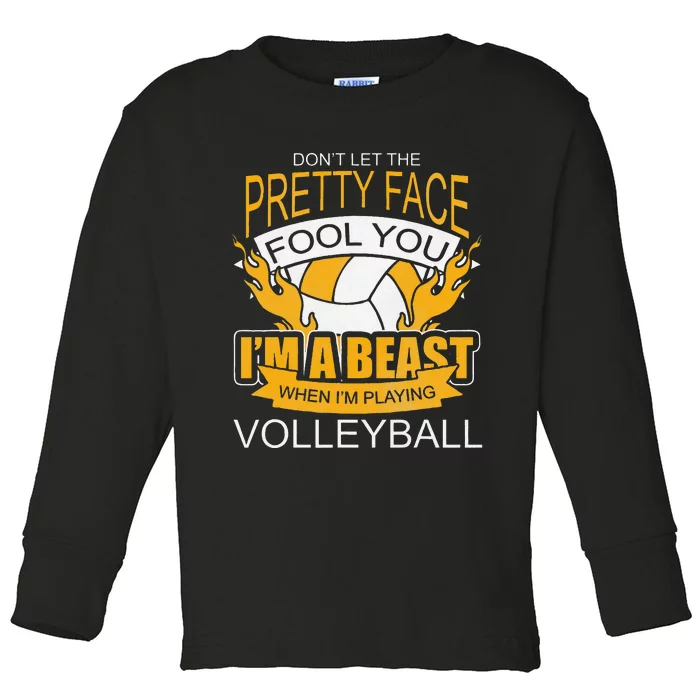 Funny Volleyball Gift For Teen WomenVolleyball Toddler Long Sleeve Shirt