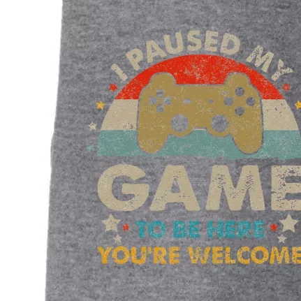 Funny Video Gamer Humor Joke I Paused My Game To Be Here Doggie 3-End Fleece Hoodie