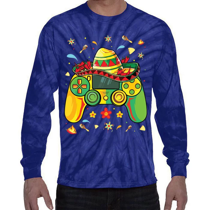 Funny Video Gamer Cinco De Mayo Lets Fiesta Party Tie-Dye Long Sleeve Shirt