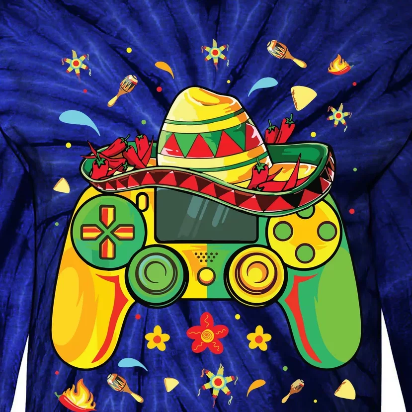 Funny Video Gamer Cinco De Mayo Lets Fiesta Party Tie-Dye Long Sleeve Shirt