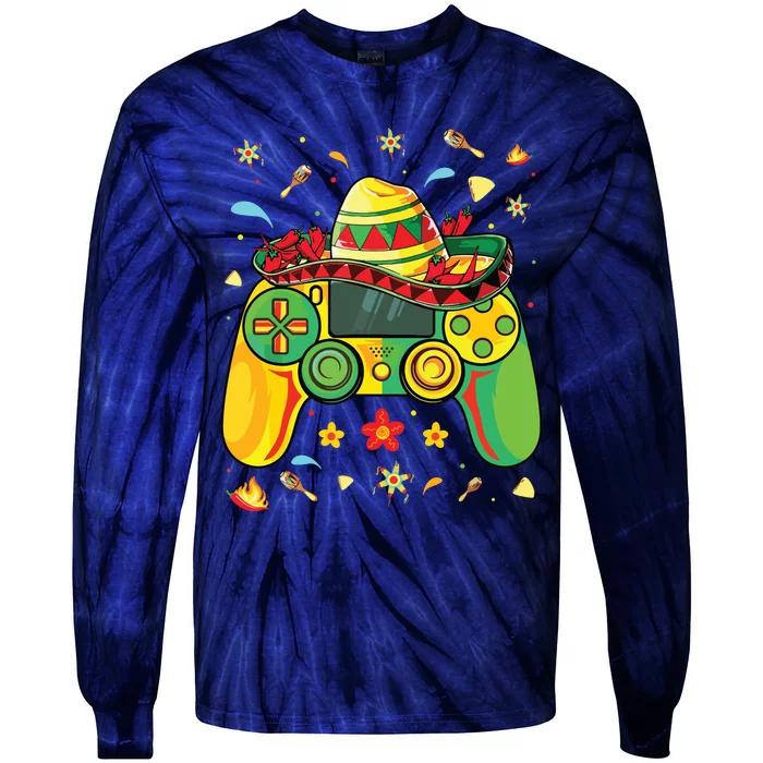 Funny Video Gamer Cinco De Mayo Lets Fiesta Party Tie-Dye Long Sleeve Shirt