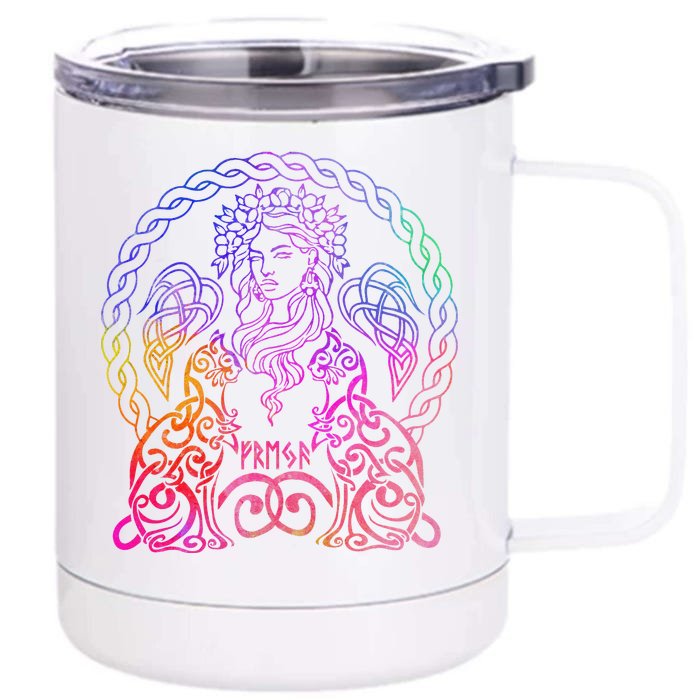 Freya Viking Goddess Freyja Norse Mythology Rainbow Gay Lgbt Front & Back 12oz Stainless Steel Tumbler Cup