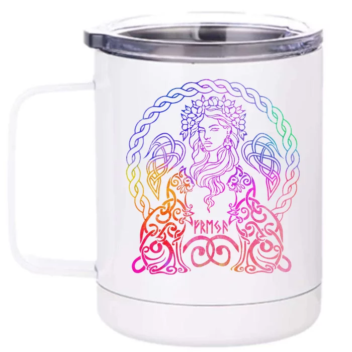 Freya Viking Goddess Freyja Norse Mythology Rainbow Gay Lgbt Front & Back 12oz Stainless Steel Tumbler Cup