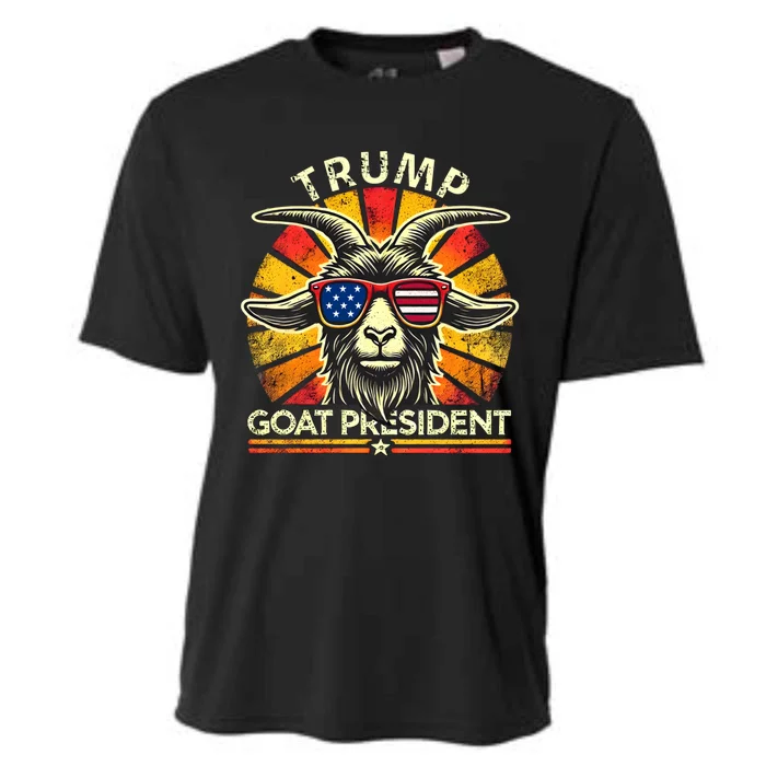 Funny Vintage Goat Trump 45th President Election 2024 Gift Cooling Performance Crew T-Shirt