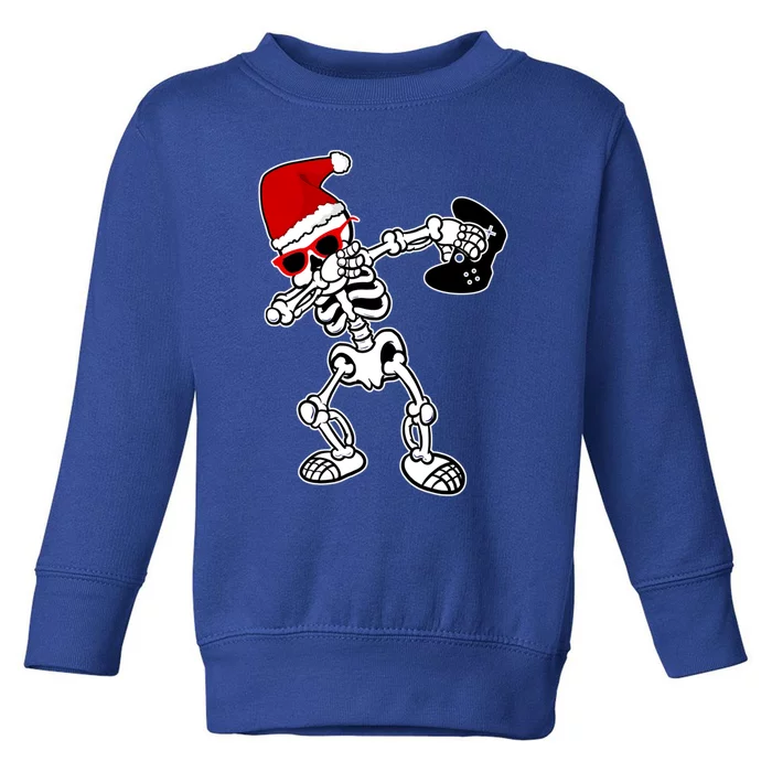 Funny Video Game Santa Dabbing Skeleton Christmas Gift Funny Gift Toddler Sweatshirt