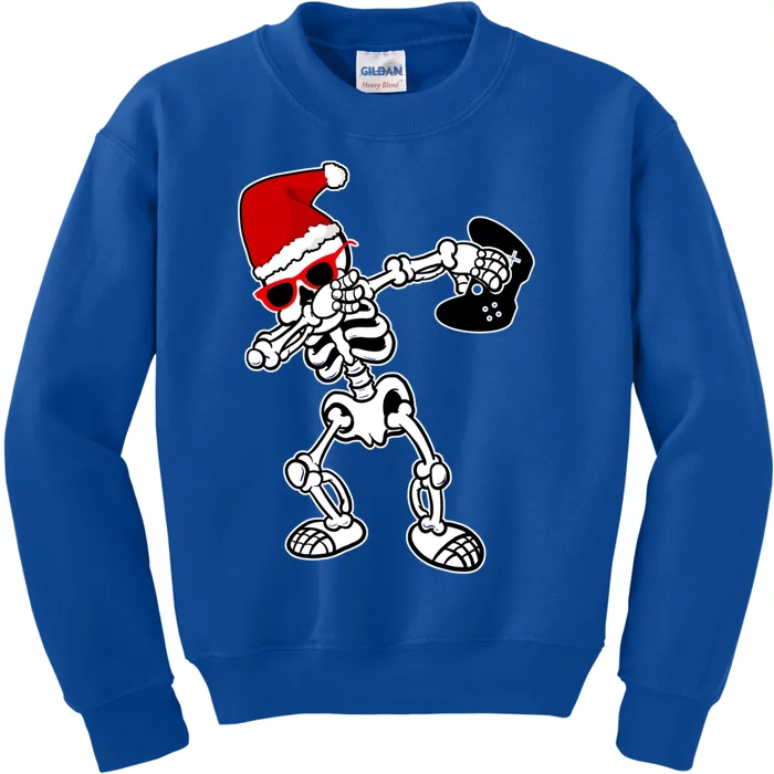 Funny Video Game Santa Dabbing Skeleton Christmas Gift Funny Gift Kids Sweatshirt