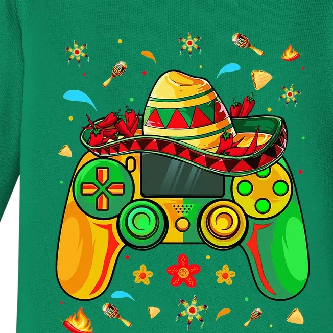 Funny Video Gamer Cinco De Mayo Let's Fiesta Party Baby Long Sleeve Bodysuit