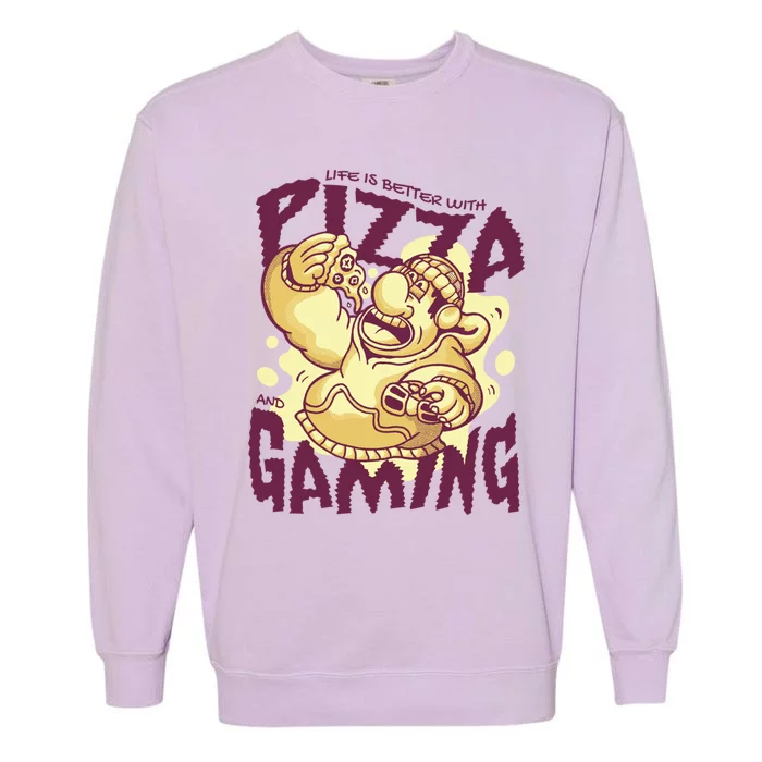 Funny Video Game Meaningful Gift Pizza And Video Games Gift Garment-Dyed Sweatshirt