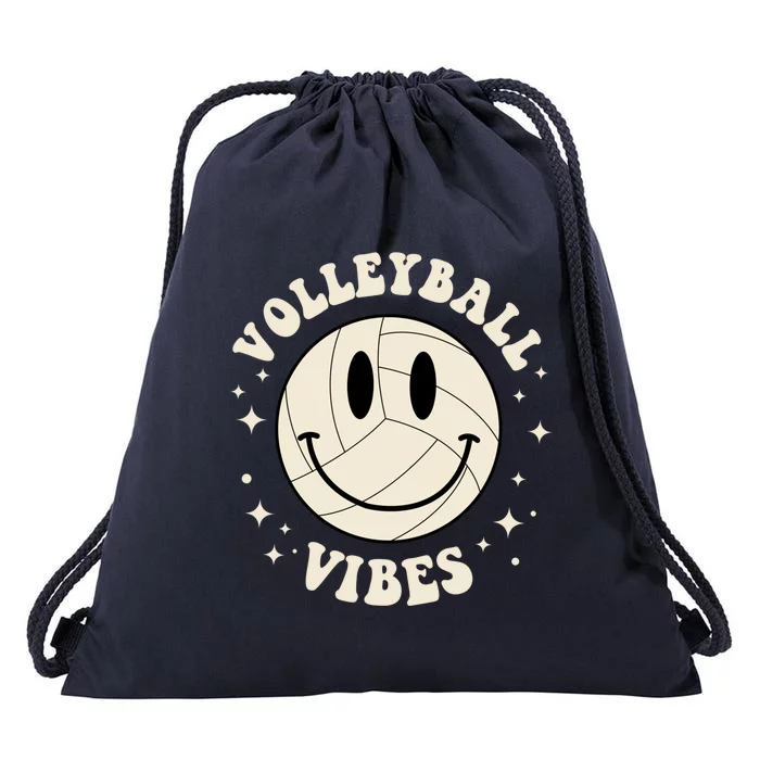 Funny Volleyball Gift Mom Volleyball Vibes Smile Face Meme Great Gift Drawstring Bag