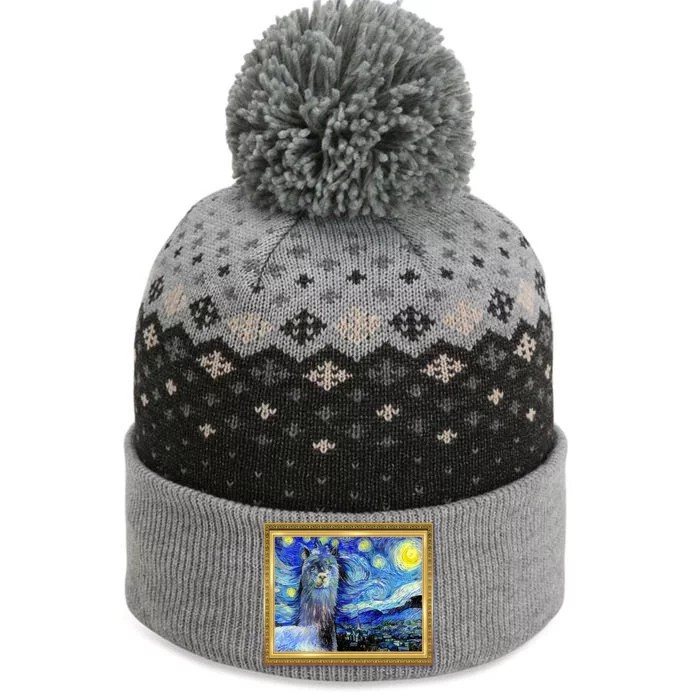 Funny Van Gogh Starry Night Llama Alpaca The Baniff Cuffed Pom Beanie