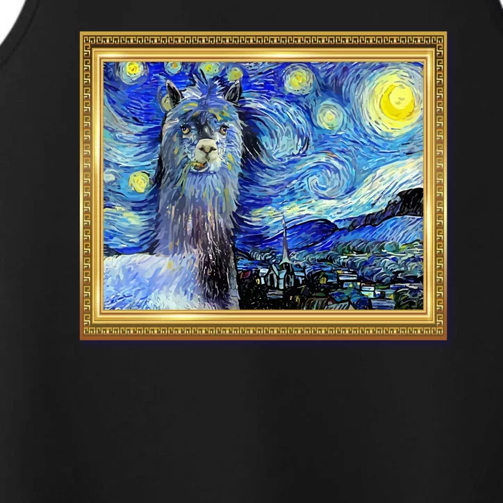 Funny Van Gogh Starry Night Llama Alpaca Performance Tank