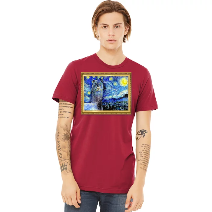 Funny Van Gogh Starry Night Llama Alpaca Premium T-Shirt