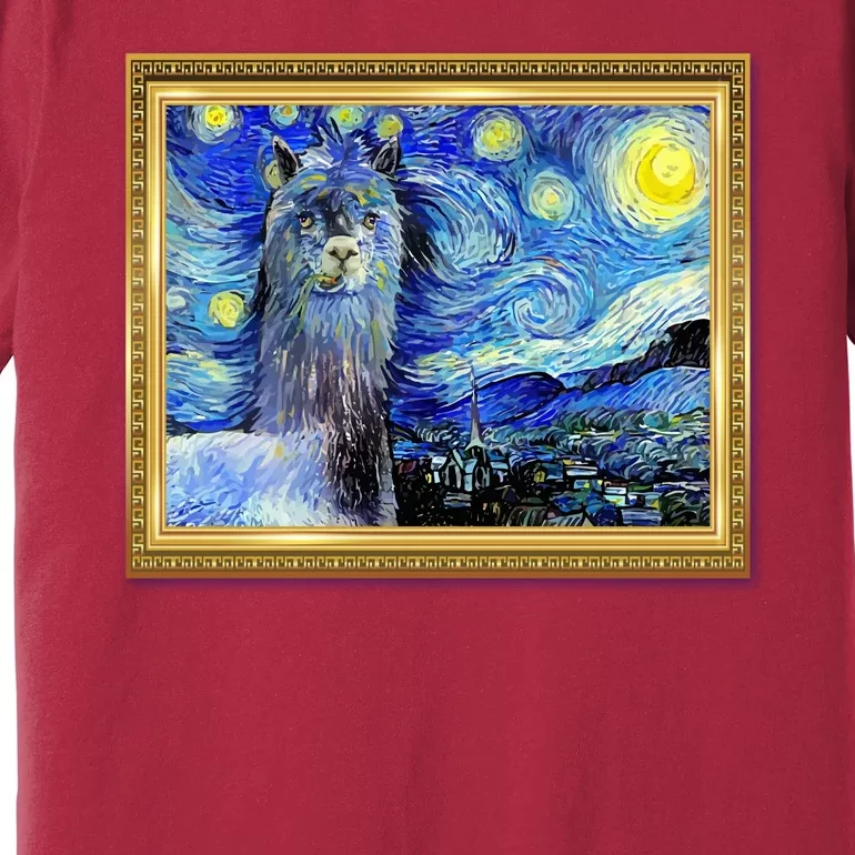 Funny Van Gogh Starry Night Llama Alpaca Premium T-Shirt