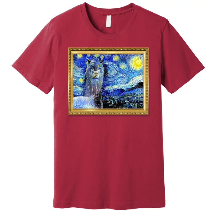 Funny Van Gogh Starry Night Llama Alpaca Premium T-Shirt