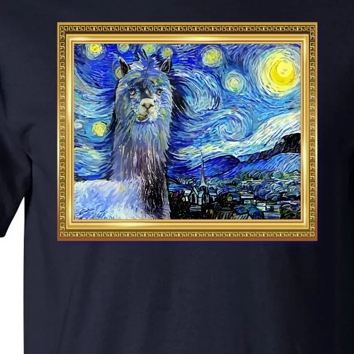 Funny Van Gogh Starry Night Llama Alpaca Tall T-Shirt