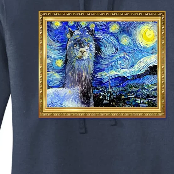 Funny Van Gogh Starry Night Llama Alpaca Women's Pullover Hoodie