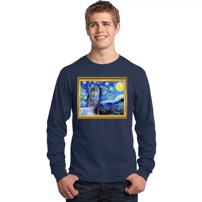 Funny Van Gogh Starry Night Llama Alpaca Tall Long Sleeve T-Shirt