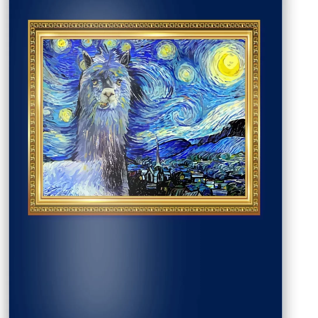 Funny Van Gogh Starry Night Llama Alpaca Poster