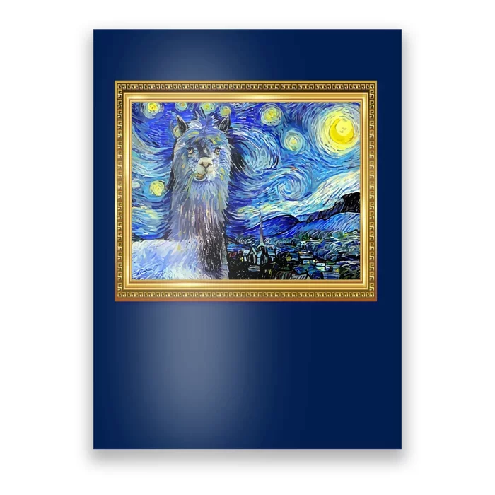 Funny Van Gogh Starry Night Llama Alpaca Poster