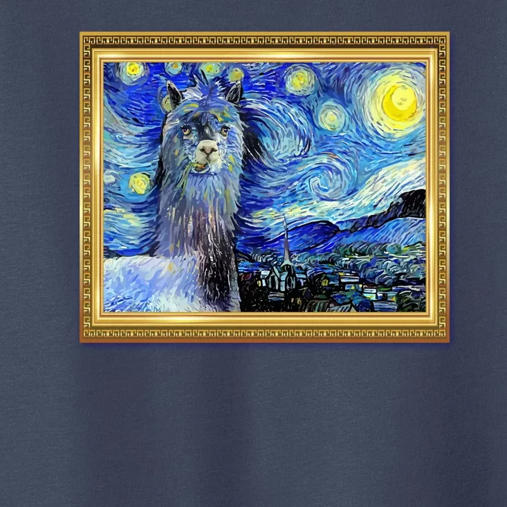 Funny Van Gogh Starry Night Llama Alpaca Toddler T-Shirt