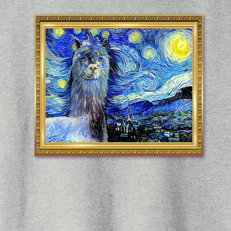 Funny Van Gogh Starry Night Llama Alpaca Women's Crop Top Tee