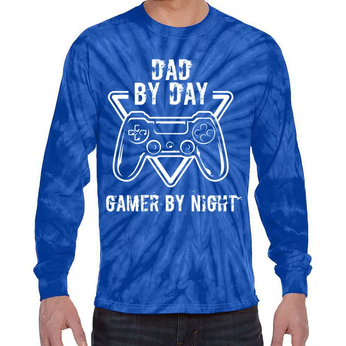 Funny Video Games Dad By Day Gamer By Night Gift Tie-Dye Long Sleeve Shirt