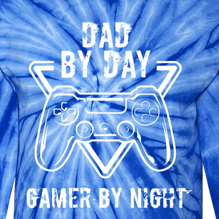 Funny Video Games Dad By Day Gamer By Night Gift Tie-Dye Long Sleeve Shirt