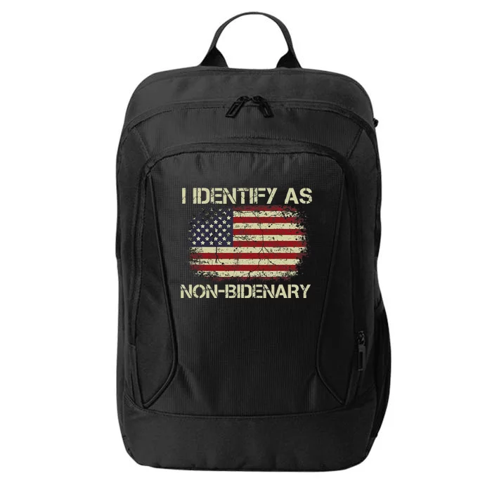 Funny Vintage Grunge American Flag I Identify As Non Bidenary Gift City Backpack