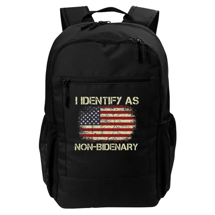 Funny Vintage Grunge American Flag I Identify As Non Bidenary Gift Daily Commute Backpack